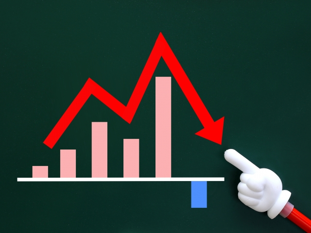 A pink bar graph with a dark green background